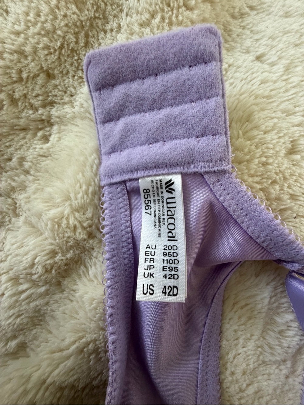 Wacoal 42D Lavender Lace Underwire Bra NWOT Full Coverage Style 85567 - Picture 2 of 5